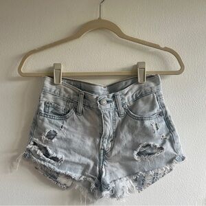 Levi’s distressed light wash denim shorts
